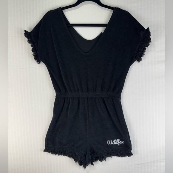 WildFox Terry Cloth Jumpsuit Swim Coverup Fringe Hem Size Medium Boho Western - Picture 1 of 7